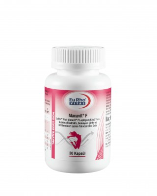 EuRho Vital Macavit F-Lepidyum Kökü Tozu, Guarana Ekstraktı, Selenyum Çinko ve B Vitaminleri İçeren Takviye Edici Gıda