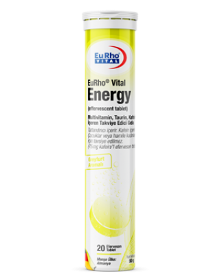 EuRho® Vital Energy Efervesan Tablet - Multivitamin, Taurin, Kafein İçeren Takviye Edici Gıda